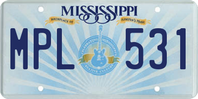 MS license plate MPL531