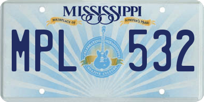 MS license plate MPL532