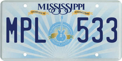 MS license plate MPL533