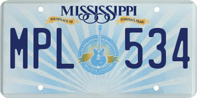 MS license plate MPL534