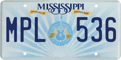 MS license plate MPL536