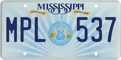 MS license plate MPL537