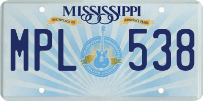 MS license plate MPL538
