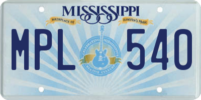 MS license plate MPL540