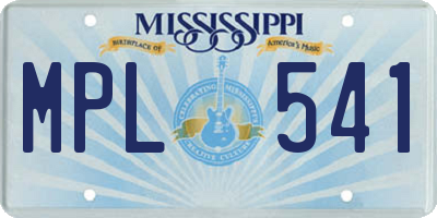 MS license plate MPL541