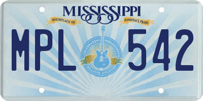 MS license plate MPL542