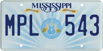 MS license plate MPL543