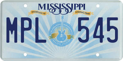 MS license plate MPL545