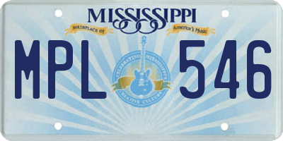 MS license plate MPL546