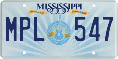 MS license plate MPL547