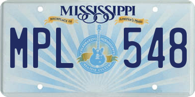 MS license plate MPL548