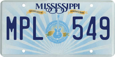 MS license plate MPL549