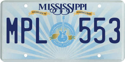 MS license plate MPL553