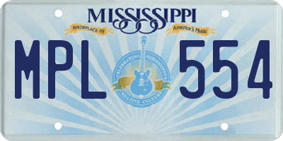 MS license plate MPL554