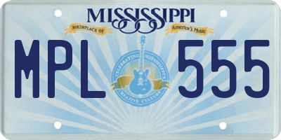 MS license plate MPL555