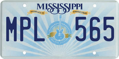 MS license plate MPL565
