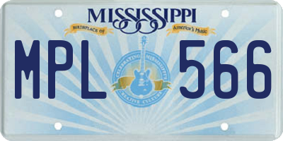 MS license plate MPL566