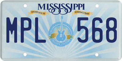 MS license plate MPL568