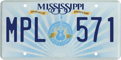 MS license plate MPL571