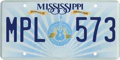 MS license plate MPL573