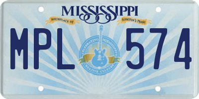 MS license plate MPL574