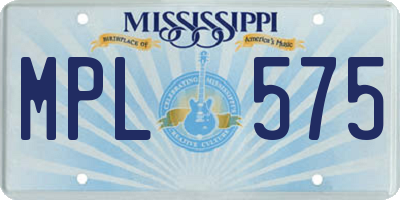 MS license plate MPL575