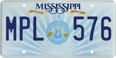 MS license plate MPL576