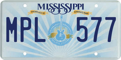 MS license plate MPL577