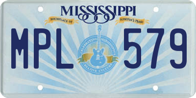 MS license plate MPL579