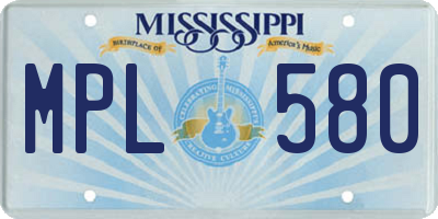 MS license plate MPL580