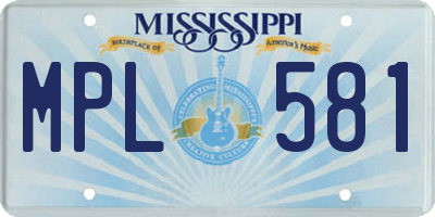 MS license plate MPL581