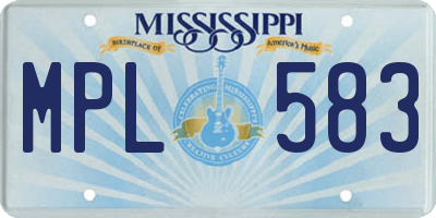 MS license plate MPL583