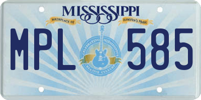MS license plate MPL585