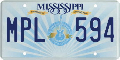 MS license plate MPL594