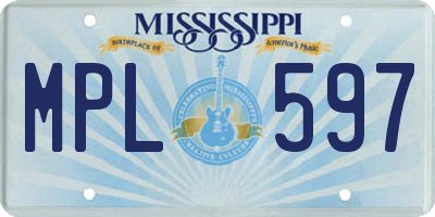 MS license plate MPL597