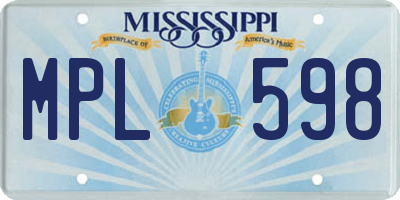 MS license plate MPL598