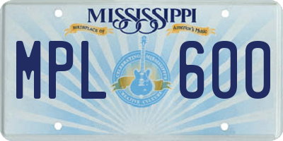 MS license plate MPL600