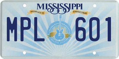 MS license plate MPL601