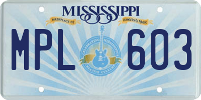 MS license plate MPL603