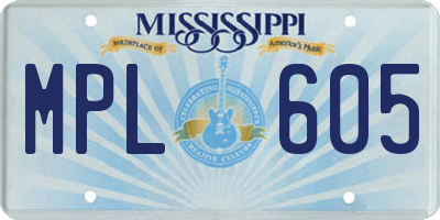 MS license plate MPL605