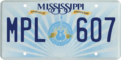 MS license plate MPL607
