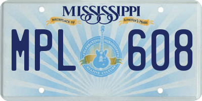 MS license plate MPL608
