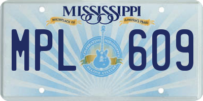 MS license plate MPL609