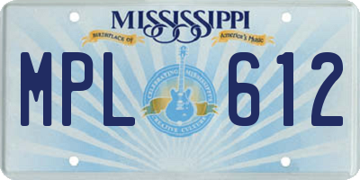 MS license plate MPL612