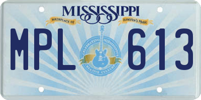MS license plate MPL613