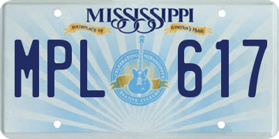MS license plate MPL617
