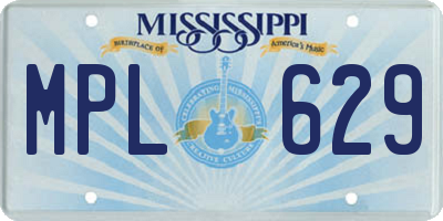 MS license plate MPL629