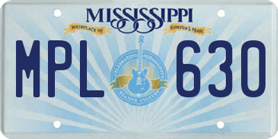 MS license plate MPL630