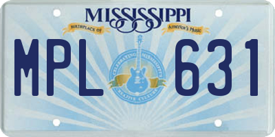 MS license plate MPL631
