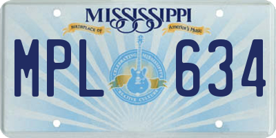 MS license plate MPL634